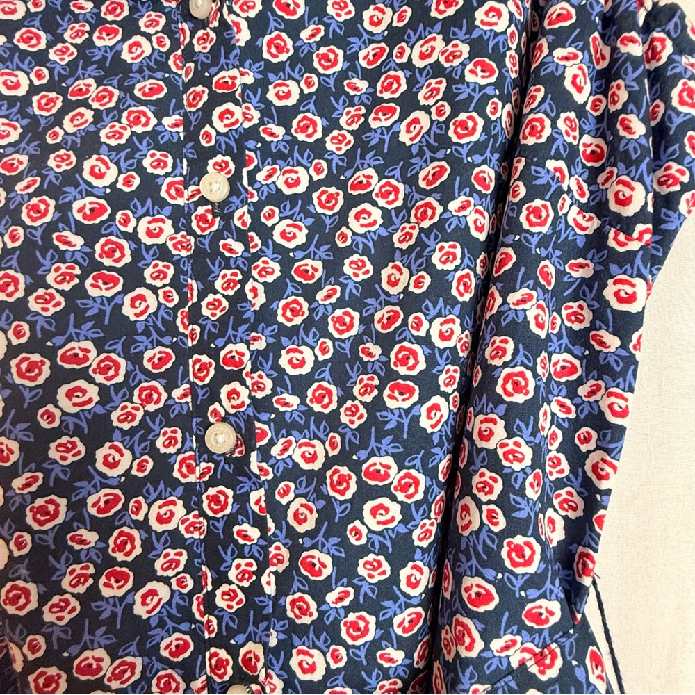 Tommy Hilfiger Sleeveless Shirt Dress Size | Navy Floral Print | Belted Size 12 - Picture 5 of 8